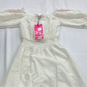 Betsey Johnson White Eyelet Dress with Pink Accents